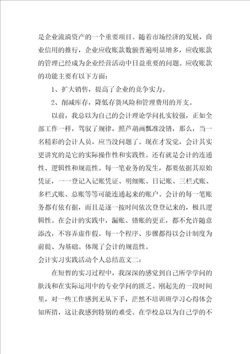 会计实习实践活动个人总结