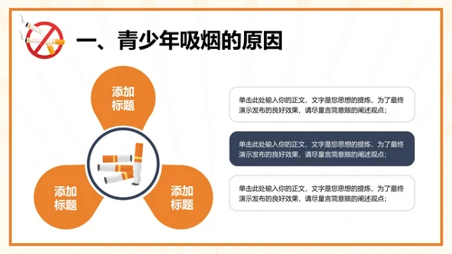 场合掐灭烟头校园禁烟通用PPT模板