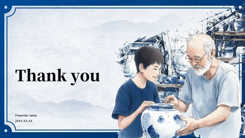 蓝色国风非遗传承的当代表达PPT主题