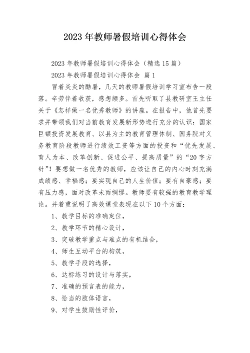 2023年教师暑假培训心得体会.docx