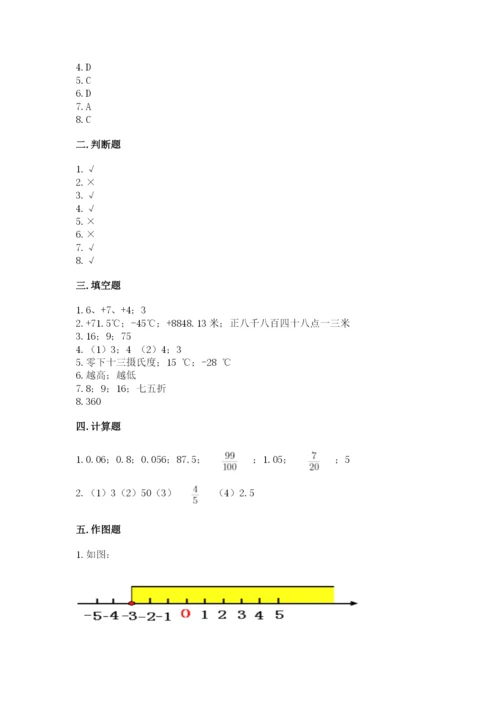 冀教版小学六年级下册数学期末综合素养测试卷及一套答案.docx