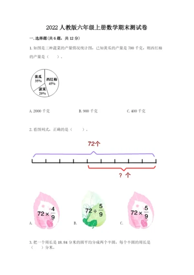 2022人教版六年级上册数学期末测试卷含完整答案（全优）.docx