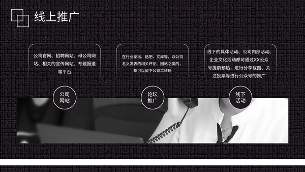 黑白微信公众号推广运营方案PPT模板