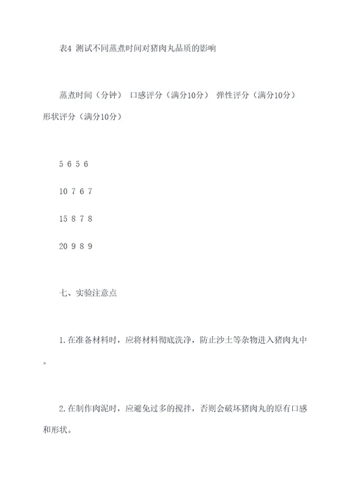 猪肉丸制作实验报告