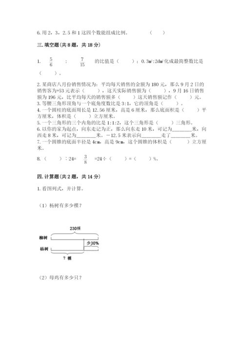 太原市万柏林区六年级下册数学期末测试卷带答案.docx