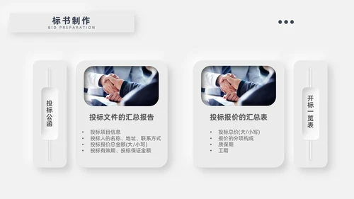 灰色新拟态招标投标流程微粒体商务简约述职PPT模板