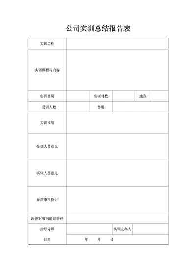 公司实训总结报告表