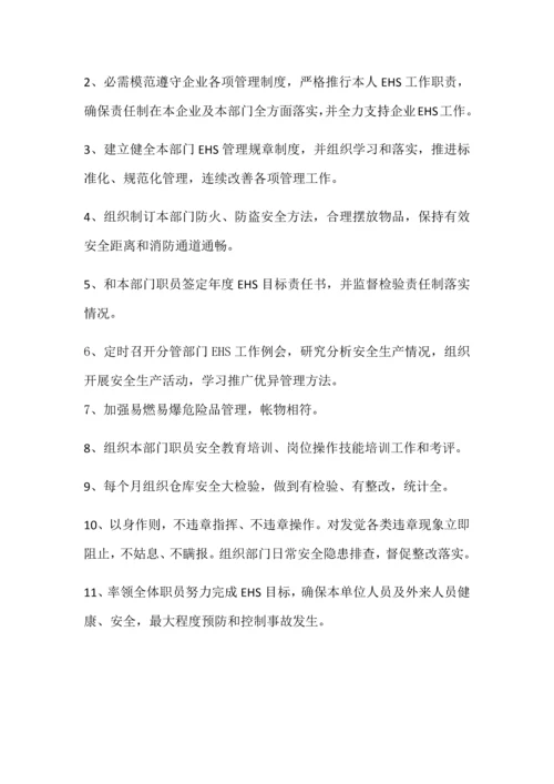 铝业有限公司EHS目标责任书模板.docx