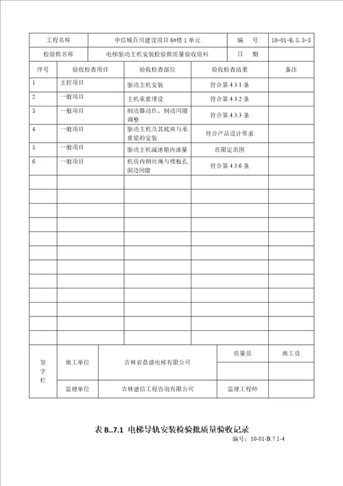 电梯施工检验批2017版共21页