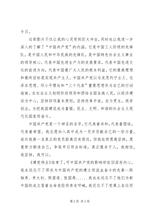 思想汇报观《建党伟业》有感.docx