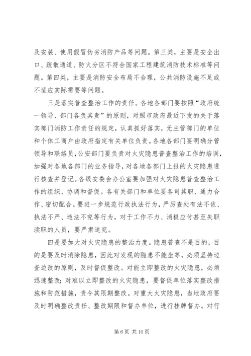 全市火灾隐患普查整治会致辞.docx