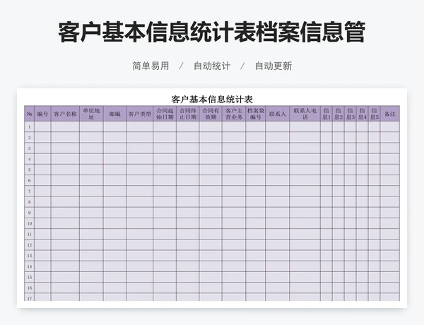 客户基本信息统计表档案信息管理表