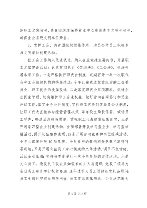 县电信局开展文明单位创建活动情况汇报.docx