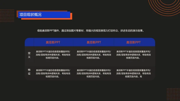 深色简约风红蓝项目汇报策划