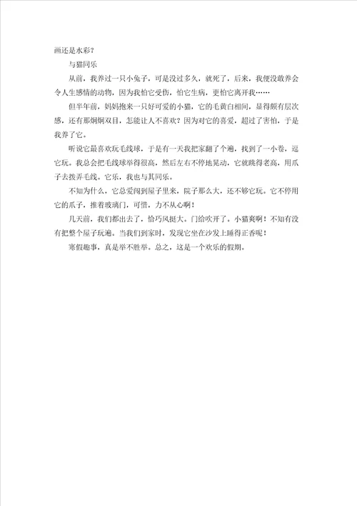 高中寒假趣事800字作文