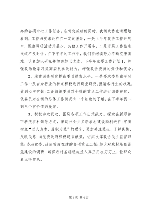 乡镇政协小组上半年工作总结和下半年工作计划.docx