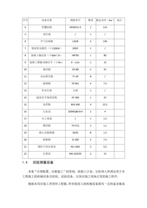 隧道工程资源配置计划.docx