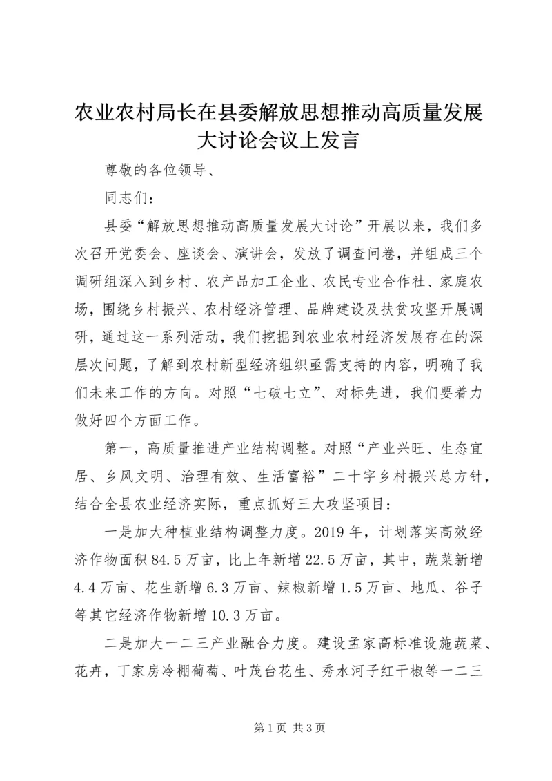 农业农村局长在县委解放思想推动高质量发展大讨论会议上发言 (2).docx