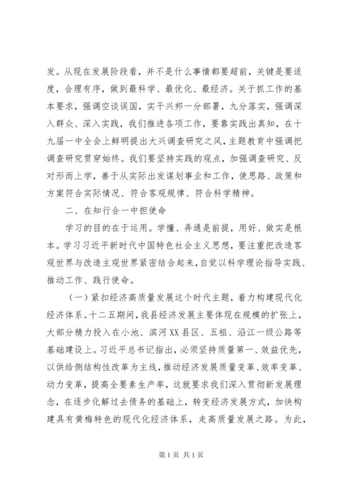 在县委理论学习中心组主题教育学习交流研讨上的发言.docx