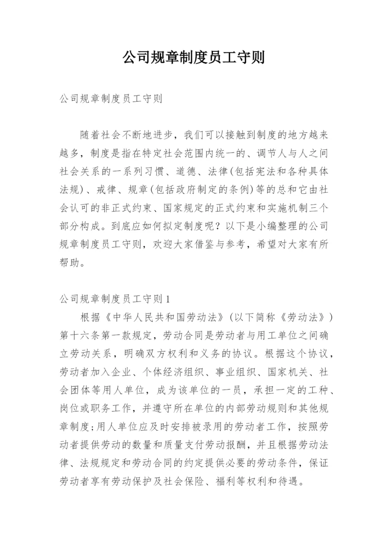 公司规章制度员工守则.docx