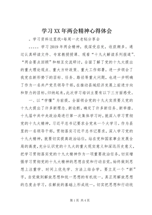 学习XX年两会精神心得体会.docx