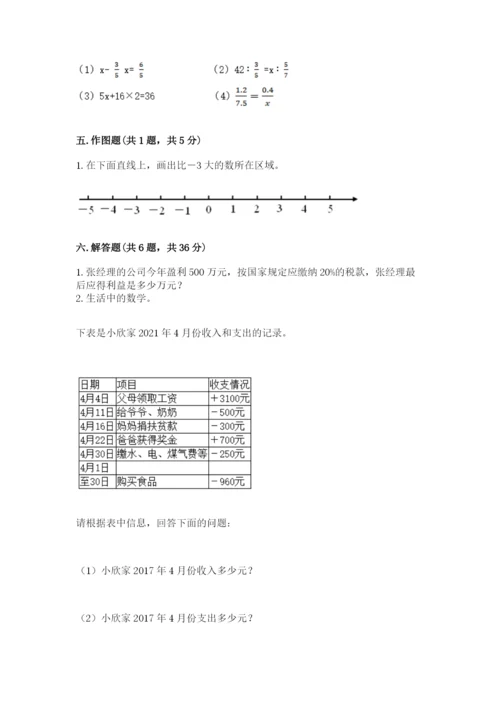 小学六年级下册数学期末卷带答案（名师推荐）.docx