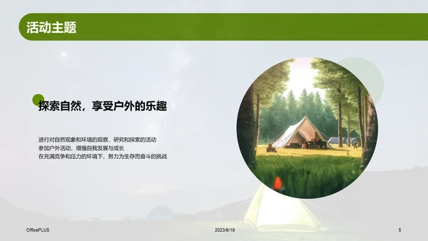 绿色现代商务露营地夏令营策划PPT模板