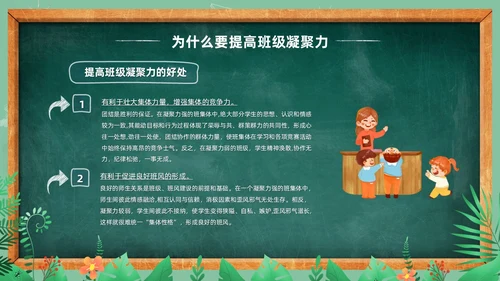 卡通清新黑板风和谐班级我的家班级凝聚力主题班会PPT模板