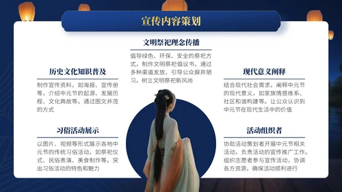 蓝金色中国风中元节文化文化宣传人员与活动策划者的指南PPT模板