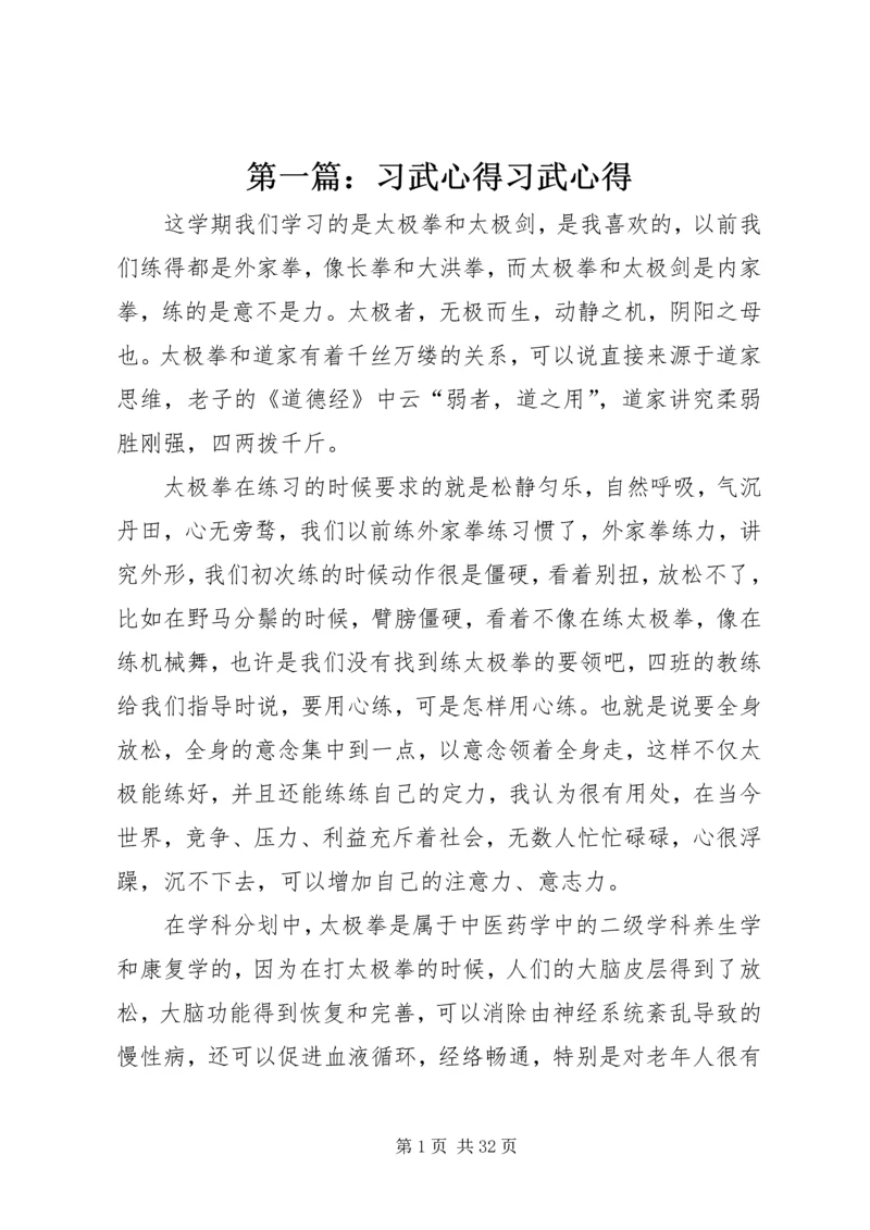 第一篇：习武心得习武心得.docx