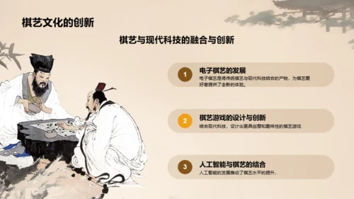 橙色中式复古插画中国传统棋艺文化发展历史