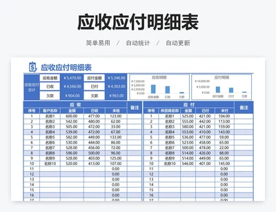 应收应付明细表