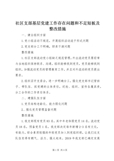 社区支部基层党建工作存在问题和不足短板及整改措施.docx