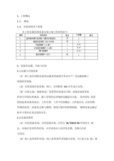 闸门安装施工方案