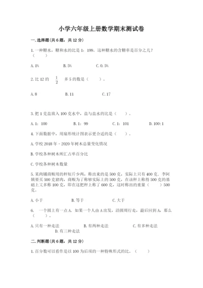 小学六年级上册数学期末测试卷（综合题）word版.docx