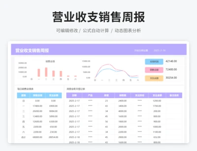 营业收支销售周报