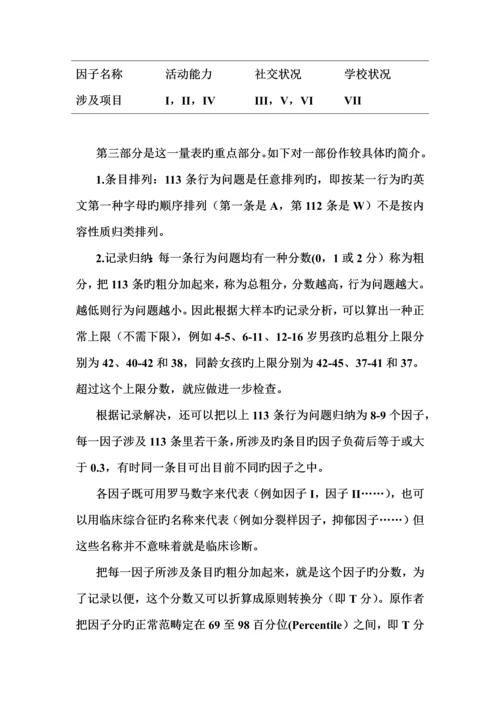 Achenbach儿童行为量表使用手册.docx