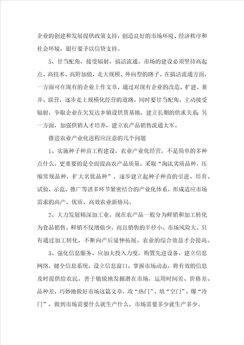 欠发达乡镇农业产业化经营的对策