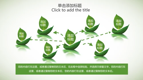 绿色清新手绘叶子低碳环保节能PPT模板