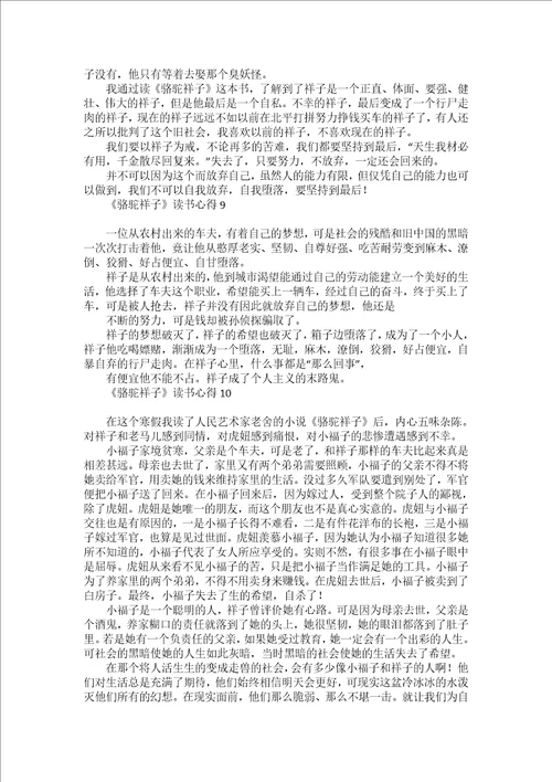 热门骆驼祥子读书心得