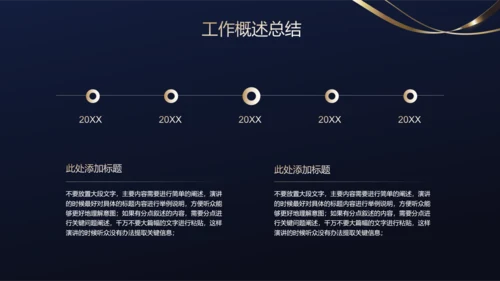 深蓝色鎏金极简风格商业分析报告PPT演示模板