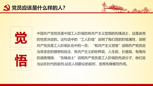 微党课坚持党员标准争做合格党员PPT模板