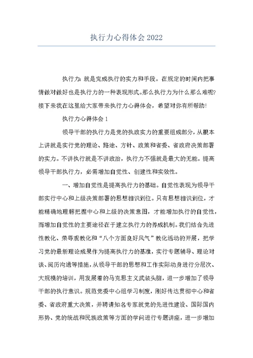 执行力心得体会2022
