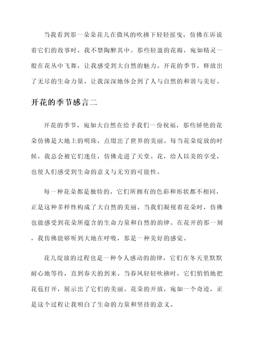 开花的季节感言