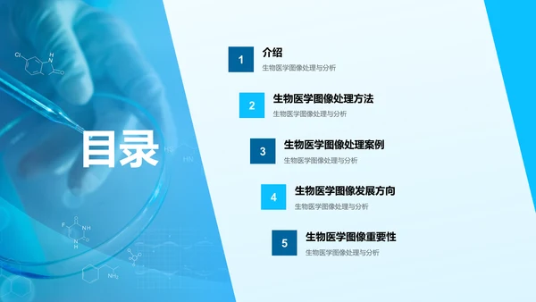 蓝色简约现代生物医学图像PPT模板