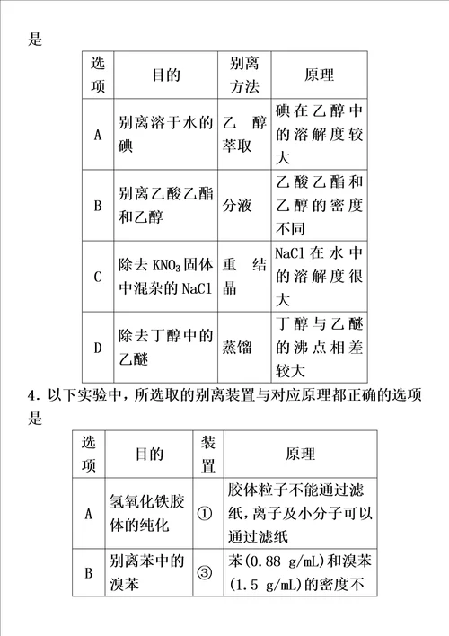 最新版高考化学一轮重要考点练习卷：物质的分离与提纯