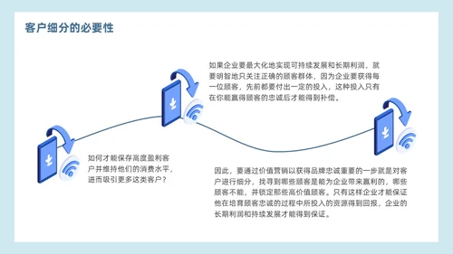 简约蓝色效果客户细分客户关系管理营销策划PPT模板