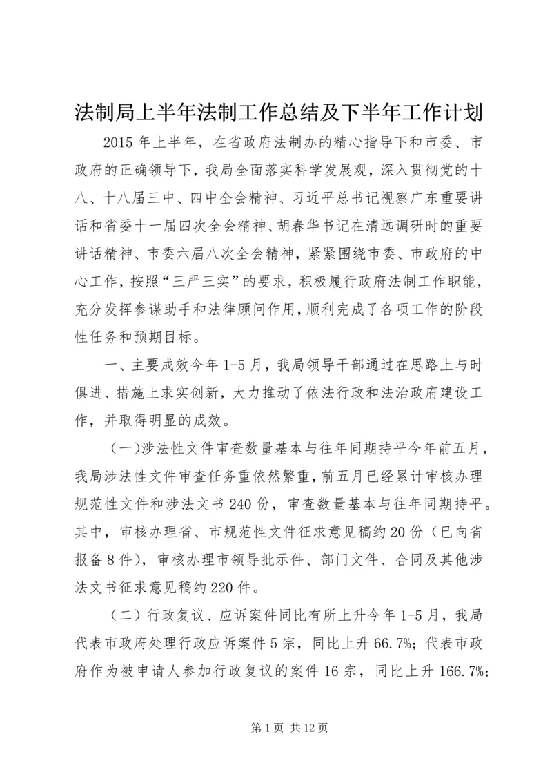 法制局上半年法制工作总结及下半年工作计划.docx