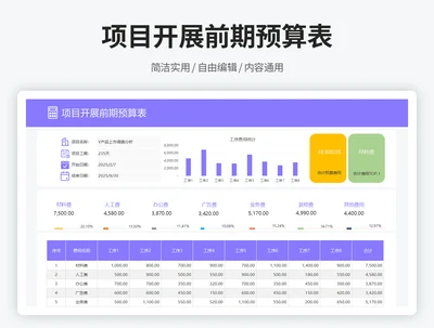 项目开展前期预算表