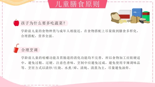 粉色卡通孩子吃得好上学没烦恼科普带内容PPT模板